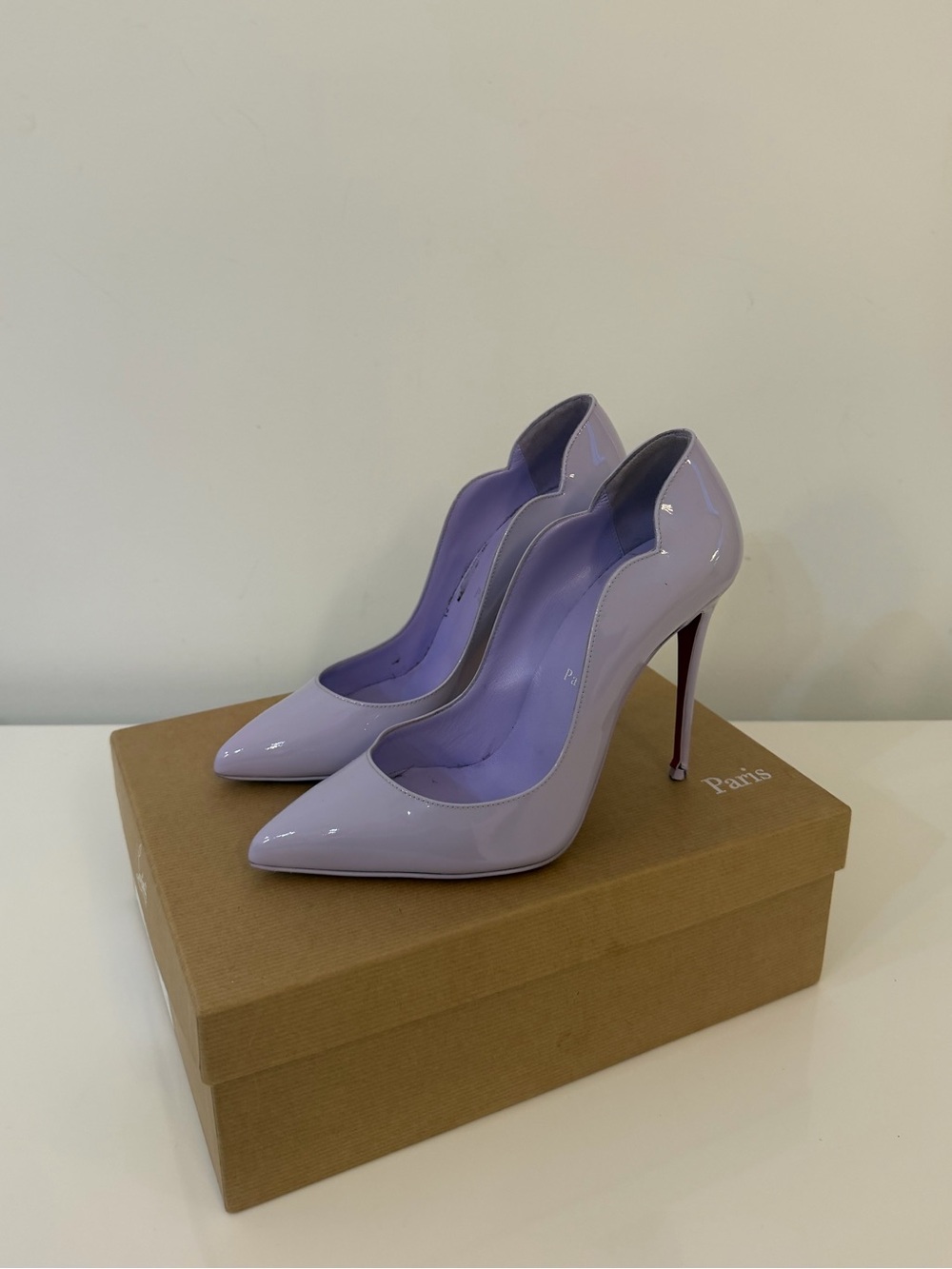 Christian Louboutin Lavender Patent Pointed-Toe Pumps